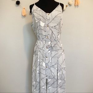 Sienna Sky Palm Leaf Black and White Dress